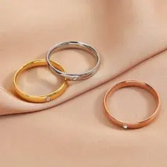 1219★幅3mm ステンレス 1粒ジルコニア 甲丸リング 1点