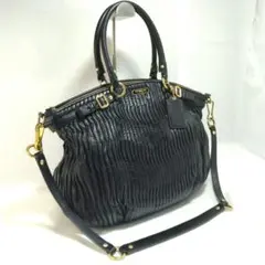 美品 COACH コーチ ショルダーバッグ 2way レザー 本革 ブラック 黒