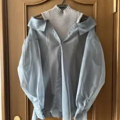 新品タグ付￥30800】ギャバジンKT 異素材ドッキングニットブラウス 