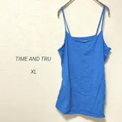 青色 コットン キャミソール　カジュアル　インナー　レディース　大きめ　 XL