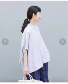 かぐれ リネンクルーネック半袖プルオーバー ナチュラル FREE 麻100