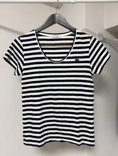 LACOSTE ボーダー 半袖Tシャツ ネイビー×ホワイトのサムネイル