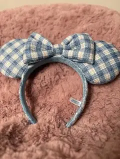 チェック柄リボン付きカチューシャ