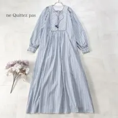極美品】◎ヌキテパ コットンポプリンストライプギャザードレス 希少