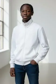 Y-3 ホワイト ジップアップジャケット XS