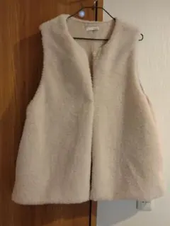 クリーム色 フリース ベスト L
