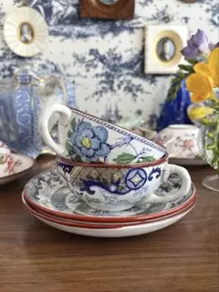 19世紀 クレイユモントロー 鈴蘭のカップ&ソーサー ペア フランス 