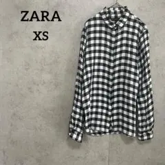 ザラ レーヨン素材 2WAY チェックシャツ XS レディース 比翼前立て