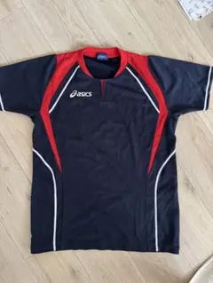 asics シャツ L 黒/赤