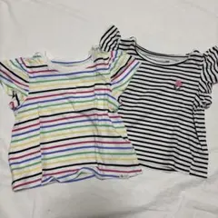 女の子　ストライプ Tシャツ 2枚セットのサムネイル