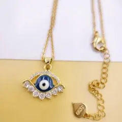 r*ま様 1003番ゴールドメッキ目の形ネックレスダイヤモンド風ネックレス