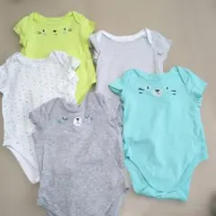 動物顔プリント 半袖肌着5点セット