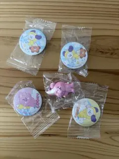 キャラクター缶バッジ キーホルダー5個セット