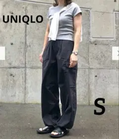 UNIQLO イージーカーゴパンツ 黒 リラックス S