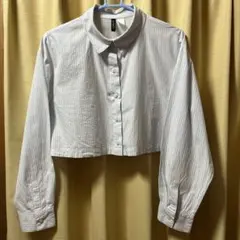 H&M レディースシャツ　ショート丈　ストライプ　M