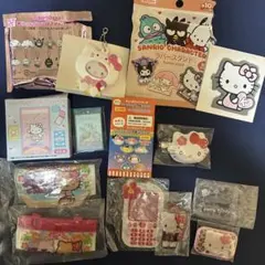 キティ　フォトバッジ付きマスコット　前髪クリップ　おめん　ミニミラー　セット