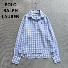 新作　現行モデル　ポロラルフローレン　ワイドクロップド ギンガム リネンシャツ