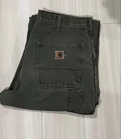 レア　Carhartt ペインターパンツ裏地付き　ペンキ付き　モスグリーン