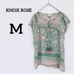 タグ付き✨KNOX ROSE 【M】花柄　タッセル半袖トップス フレンチスリーブ