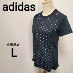 ☆美品　adidas　L　星柄プリントTシャツ ストレッチ　2468