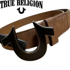 32 True religion トゥルーレリジョン ベルト ブラウン ロゴ