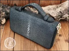 期間限定★ゴダン ガルーシャエイ革 持ち手付ダブルジッパー 長財布 8102BK