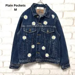 Plain Pockets 80s デニムジャケット　花　ヴィンテージ　M