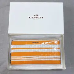 COACH 長財布 オレンジ ホワイト ストライプのサムネイル