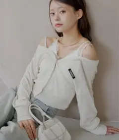 新品未使用 タグ付き 【2025新作】 チコ バイカラーラメシアーカーディガン