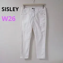 【シスレー】SISLEY ホワイトデニム　ダメージ　ストレッチ　クロップド　Ｓのサムネイル