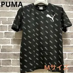 PUMA プーマ　Tシャツ　ブラック　PUMAロゴ総柄