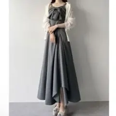 美品✨ジュノア　mipiarl フロントリボンラッフルキャミワンピース