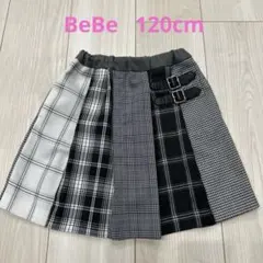 BeBe チェック切り替えスカート　120cm