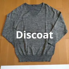 Discoat レディース 杢グレー ラメ糸 長袖 Vネック ニット