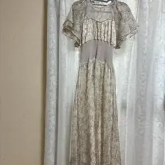 MERCURYDUO ウエストリブ切替フレアスリーブ花柄ワンピース