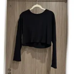 h&mショート丈長袖トップスブラック