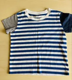 Tシャツ　無印良品　100 ストライプ　青　かわいい　男女兼用