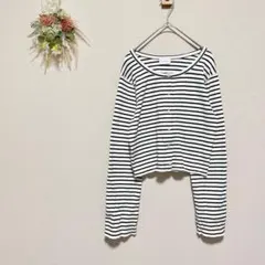 グリーンレーベルリラクシング 【F】 ストライプ 長袖カーディガン コットン