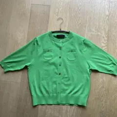 【CABaN（キャバン】ファインポリエステルハーフスリーブポケットカーディガン