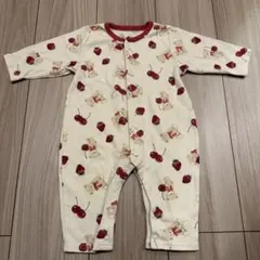 いちごとさくらんぼクマ柄ロンパース