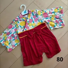 #A　新品　袴風ロンパース　80