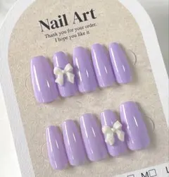 現品 サイズオーダー可 ネイルチップ 量産型 韓国 スナ系 くすみパープル 紫