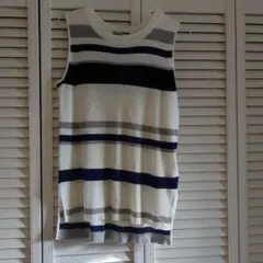 MURUA ストライプ ノースリーブニット F