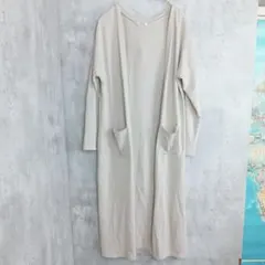 【Sureve】ベージュの薄手ニットロングカーディガン　L　着丈104