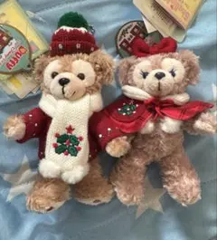【タグ付き】ダッフィー シェリーメイ クリスマス 2010 ぬいぐるみバッジ