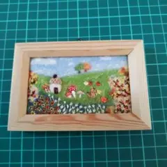 風景刺繍アート 木製フレーム