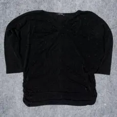00's vintage 【orsay】ラメ入りブラック 五分袖トップス
