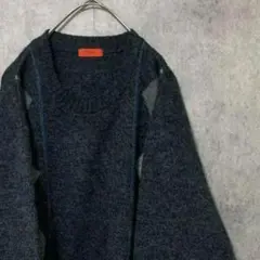 00S 柄ニット　セーター　メンズ　古着　個性派　黒 大きめ　ゆるダボ　A3
