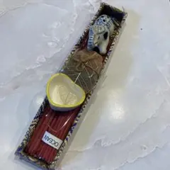 【未使用】OCEAN 赤い線香セット 象の陶器付き