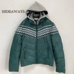 【HIDEAWAYS】ジャンパー　レイヤード風【48】フード　エメラルドグリーン
